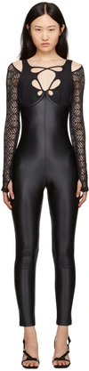 Versace Jeans Couture Cut-out Long-sleeve Jumpsuit In E899 Black