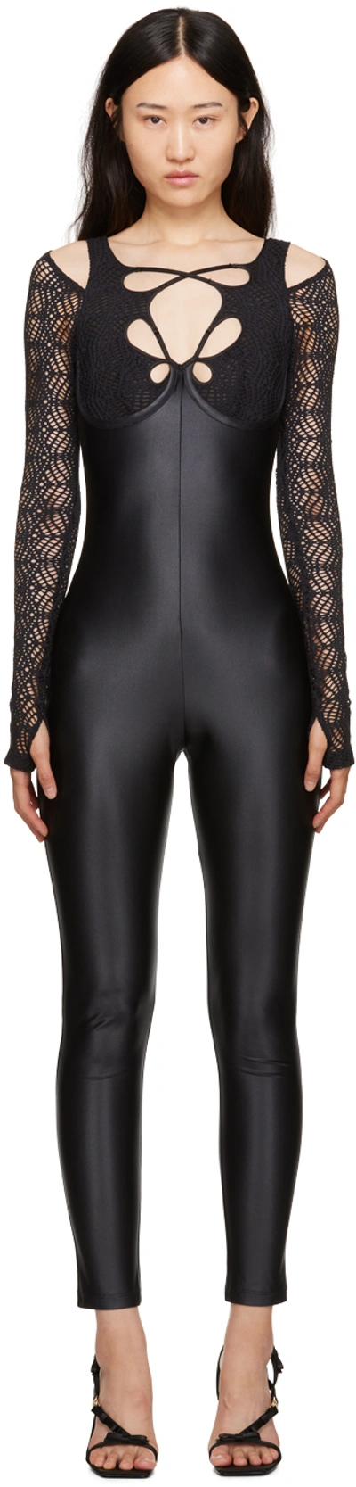 Versace Jeans Couture Cut-out Long-sleeve Jumpsuit In Black