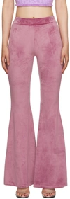 Gcds Velvet Flared Trousers In Pink