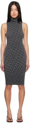 Wolford Black & Gray Letter Maxi Dress In 9069 Black/ash