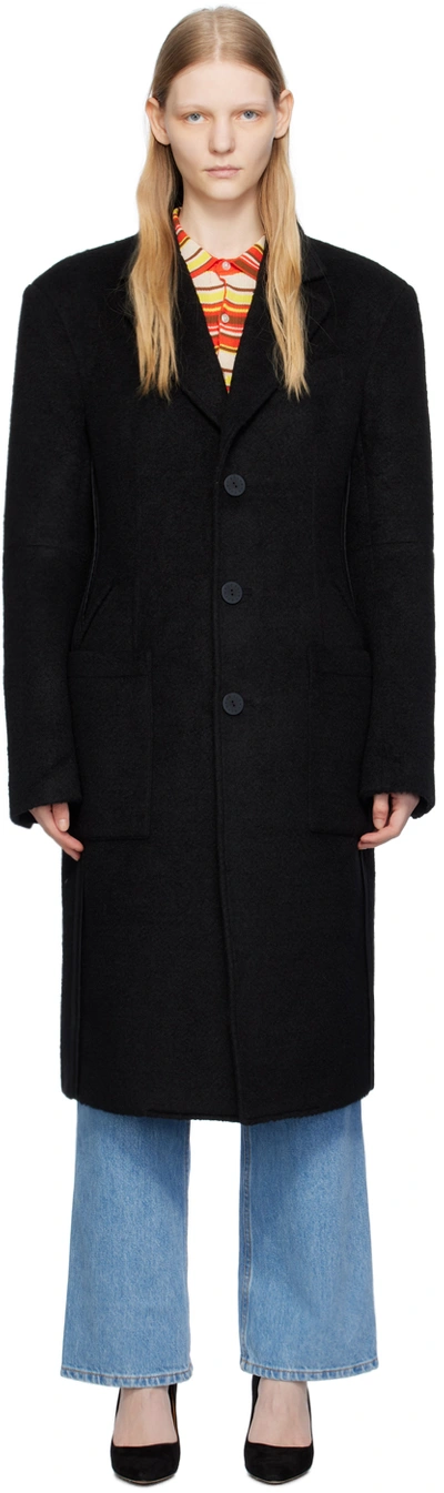 Eckhaus Latta Black Form Coat In Raven