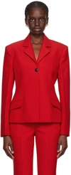 Ferragamo Wool Double Natte One-button Blazer Jacket In 149 Red