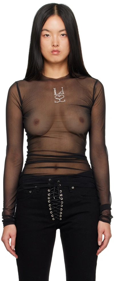 Ludovic De Saint Sernin Crystal-logo Long-sleeve T-shirt In Black