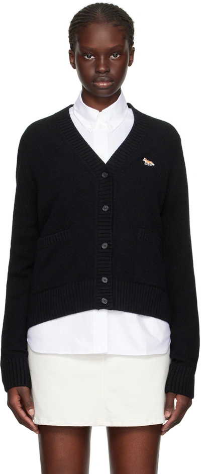 Maison Kitsuné Black Baby Fox Cardigan In P199 Black