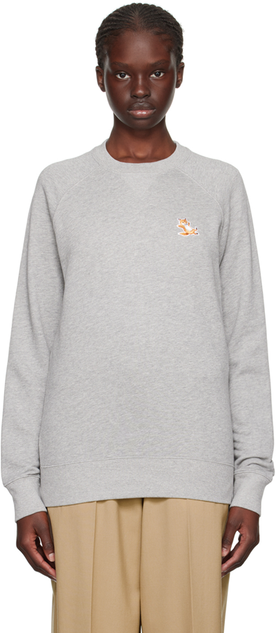 Maison Kitsuné Gray Chillax Fox Sweatshirt In Grey Melange