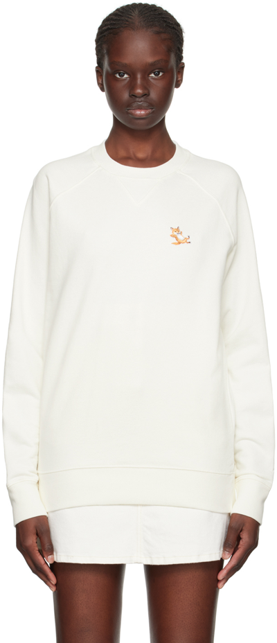 Maison Kitsuné Off-white Chillax Fox Sweatshirt In Ecru