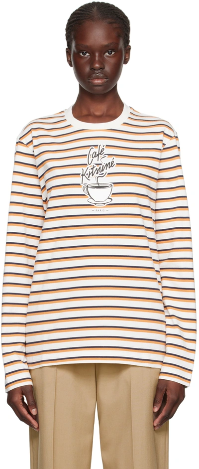 Maison Kitsuné Multicolor Striped Long Sleeve T-shirt In Fox/white/navy