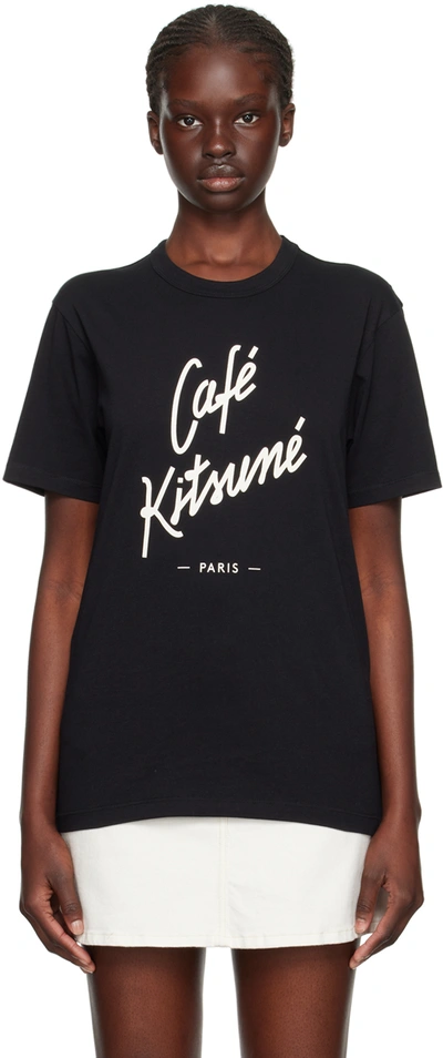 Maison Kitsuné Black 'café Kitsuné' T-shirt