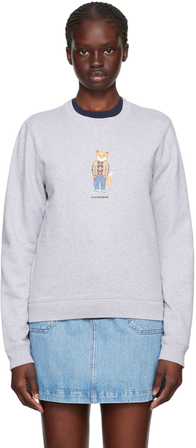 Maison Kitsuné Fox-print Cotton Sweatshirt In Grey