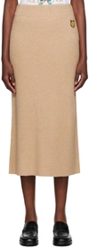 MAISON KITSUNÉ BEIGE BOLD FOX HEAD MAXI SKIRT