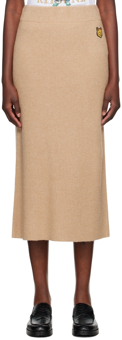 Maison Kitsuné Beige Bold Fox Head Maxi Skirt