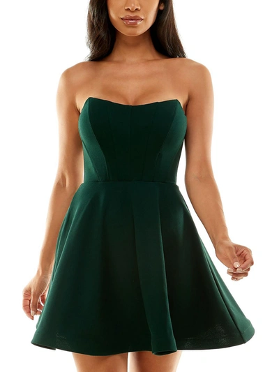 B Darlin Trendy Plus Size Strapless Bustier Dress In Green