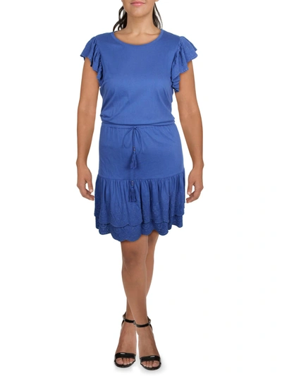 Lauren Ralph Lauren Womens Eyelet Knee-length Midi Dress In Blue