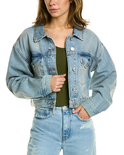 Frame Le Cropped Oversized Denim Jacket In Blue