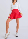 Karlie Faux Leather Smock Skort In Cranberry In Red