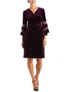 R & M RICHARDS WOMENS VELVET EMBELLISHED COCKTAIL AND PARTY DRESS