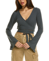 Chaser Poor Boy Rib Wrap Top In Grey