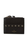 VALENTINO GARAVANI ROCKSTUD GRAINY LEATHER CARD HOLDER