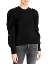 Aqua Cashmere Puff Sleeve Crewneck Cashmere Sweater - Exclusive In Black