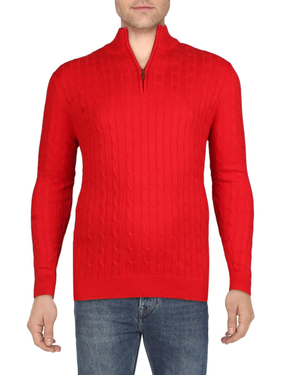 Club Room Mens Cotton 1/4-zip Pullover Sweater In Multi