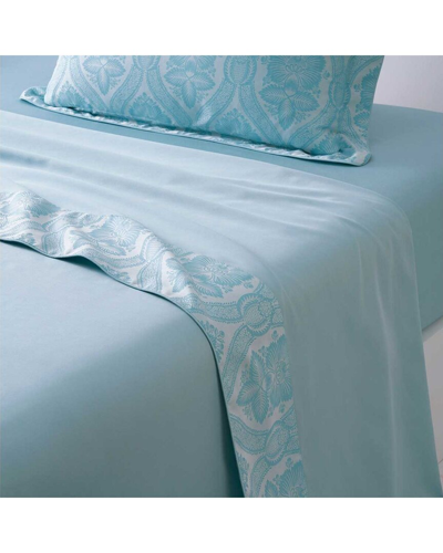 Yves Delorme Nil Bleu Flat Sheet In Multicolor