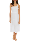 BECCA BY REBECCA VIRTUE PONZA WOMENS SMOCKED ONE SHOULDER COVER-UP