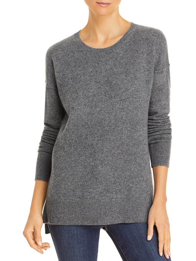 Aqua Cashmere Womens Hi-low Crewneck Sweater In Grey