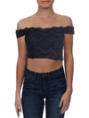 SPEECHLESS JUNIORS WOMENS LACE GLITTER CROP TOP