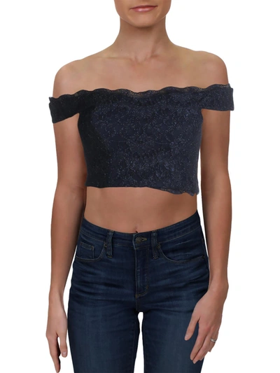 Speechless Juniors Womens Lace Glitter Crop Top In Blue