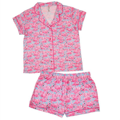 Simply Southern Women's Pajama Lounge Set In T-shirt Flamingo In Multi