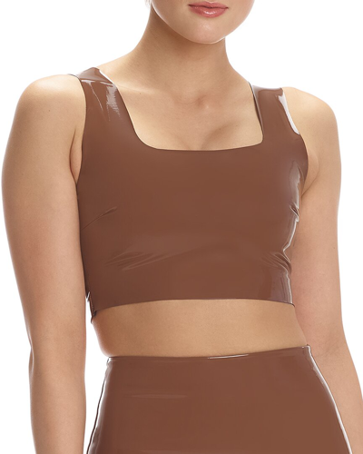 Commando Faux Patent Leather Crop Top In Neutral