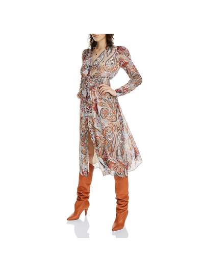 Lini Erica Womens Paisley Smocked Midi Dress In Multi