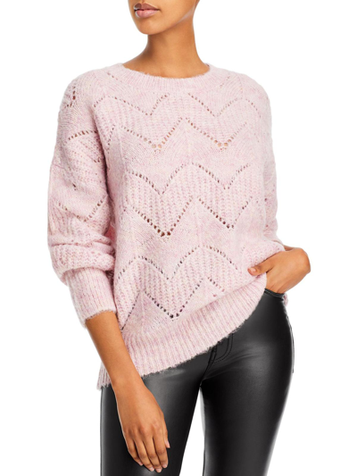 Aqua Womens Stitched Knit Crewneck Sweater In Multi