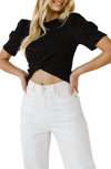 2.7 AUGUST APPAREL TWIST FRONT CROP TOP IN BLACK