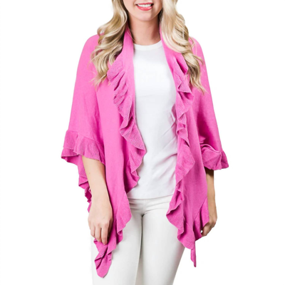 Top It Off Ava Ruffle Wrap Poncho In Magenta In Pink