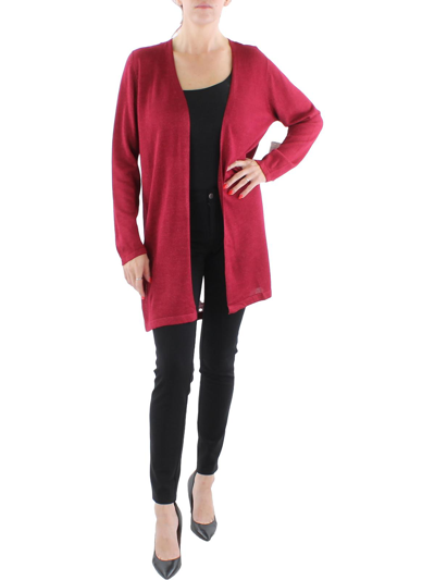 Sam & Jess Womens Shine Open Front Cardigan Sweater In Red