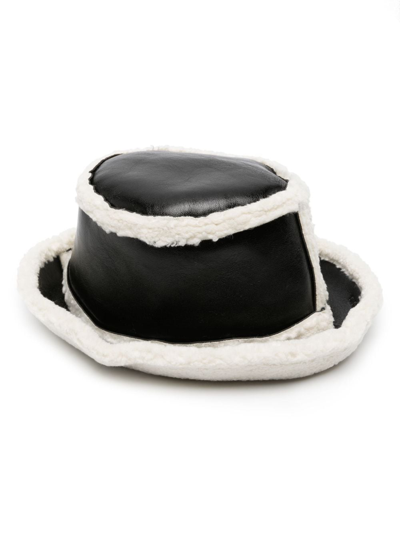 Stand Studio Alanna Bucket Hat In Black And White Shearling