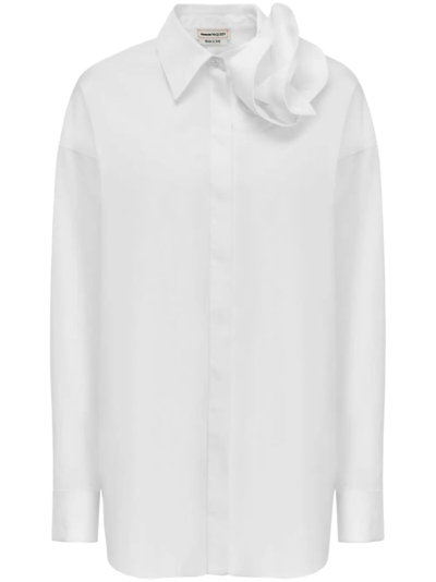 Alexander Mcqueen Orchid-shoulder Shirt In White