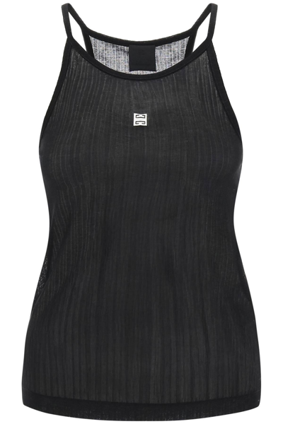 Givenchy Halterneck Tank Top With 4g Plaque In Black