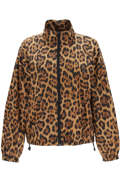 Alexander Wang Leopard-print Zip-up Jacket In Black Multi (beige)