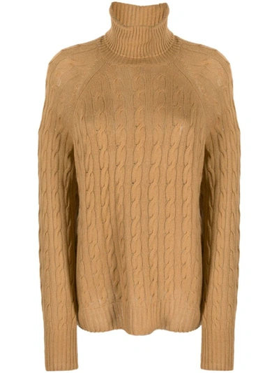 Etro Cable-knit Roll-neck Jumper In Brown