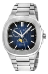 Gv2 Pontente Moon Phase Swiss Automatic Watch, 40mm In Silver