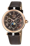 Gv2 Florence Mother Of Pearl Dial Diamond Leather Strap Watch, 36mm In Brown