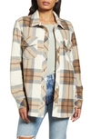 Thread & Supply Plaid Polar Fleece Shacket In Brown Black Plaid
