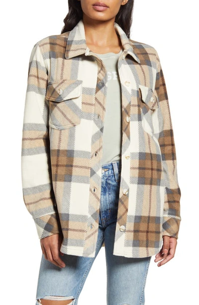 Thread & Supply Plaid Polar Fleece Shacket In Brown Black Plaid