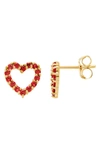 A & M Cz Heart Shape Stud Earrings In Ruby