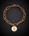 Italian Gold Over Silver 18k  0.15 Ct. Tw. Diamond Link Initial Bracelet (a-z)