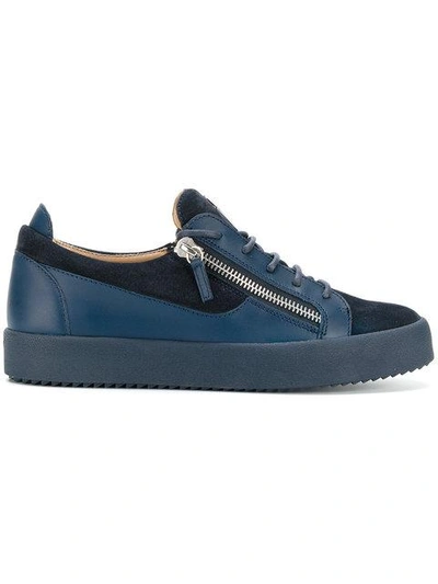 Giuseppe Zanotti - Suede And Leather Low-top Sneaker Frankie In Blue