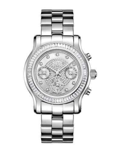 Jbw Women's Laurel Diamond (1/10 Ct.t.w.) Stainless Steel Watch In Silver