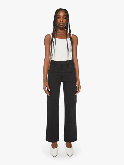 Mother The Mid Rise Rambler Zip Flood Jeans Spiked Hair Art Flair In Black